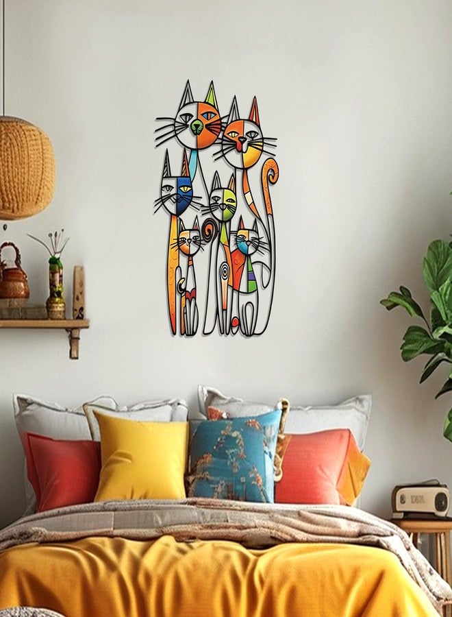 KOYILTD Mid Century Cat Wall Art Colorful Metal Wall Sculpture Mid Century Modern Wall Decoration Retro Unique Cat Wall Decoration for Home Living Room Bathroom Bedroom Kitchen (Retro, Medium) - Image 4